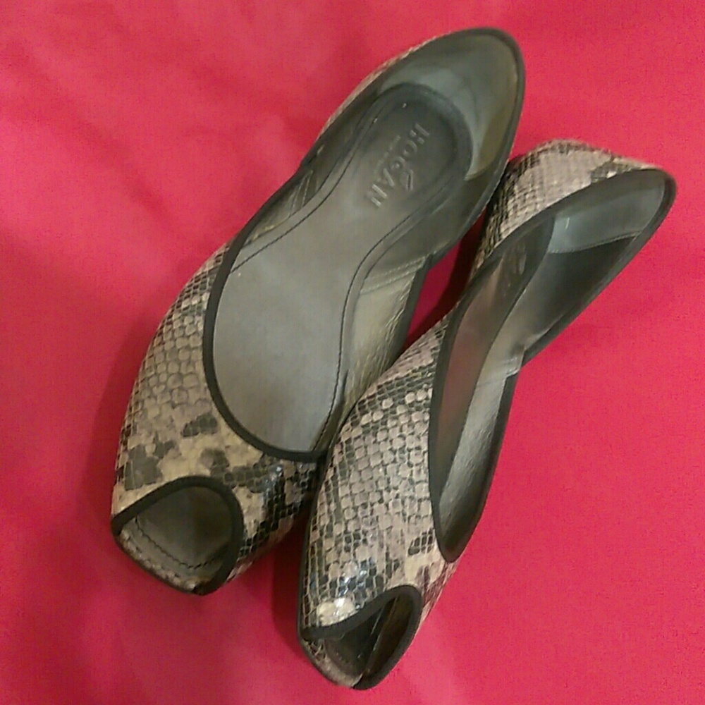 Hogan Snakeskin Flats - Black and Gray